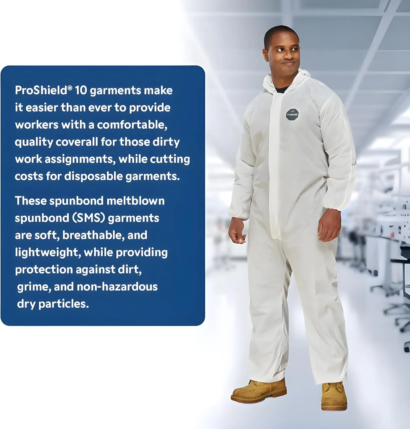 DuPont ProShield 10 Disposable Coveralls with Elastic Wrists & Ankles