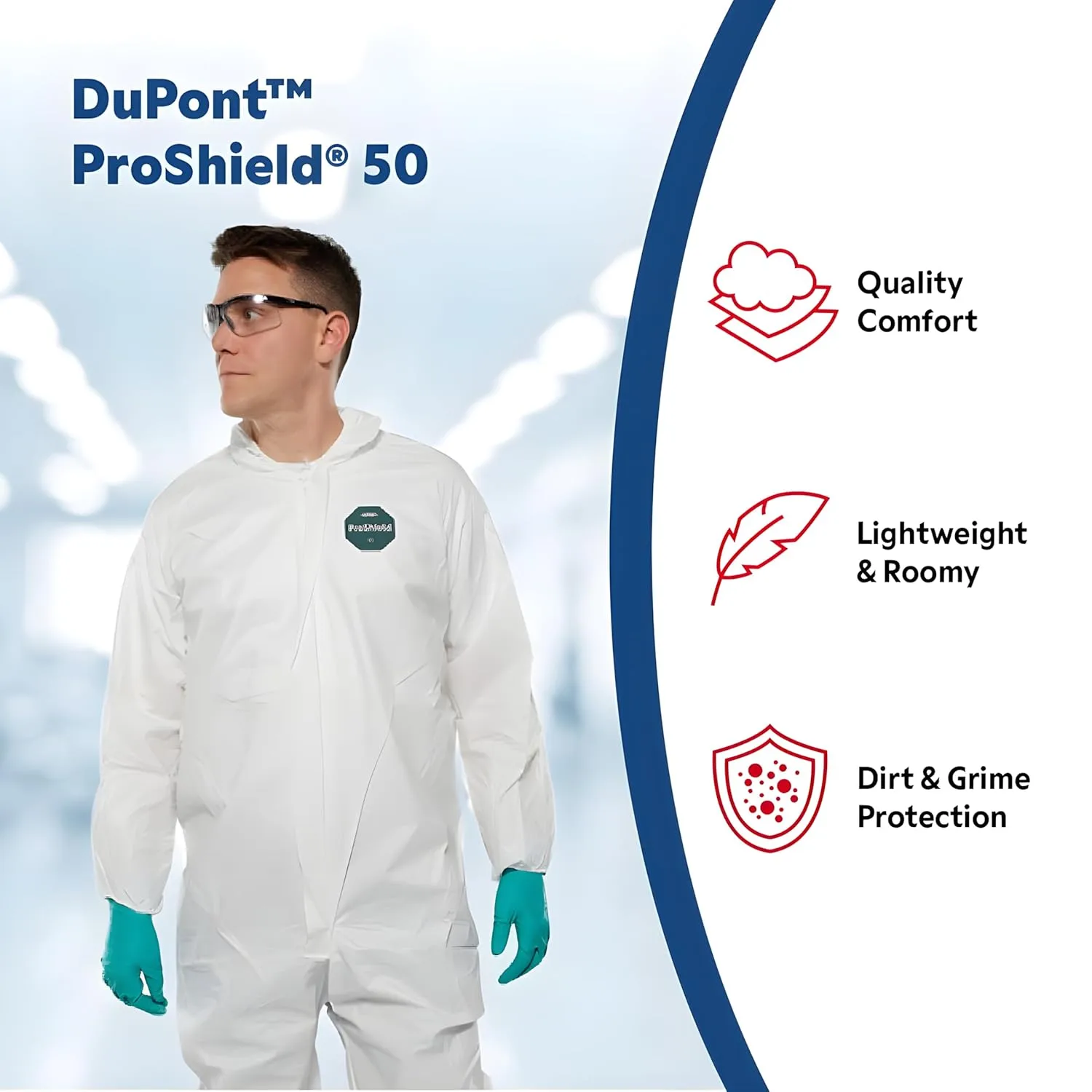 DuPont ProShield 50 Protective Coverall with Standard Fit Hood and Serged Seams