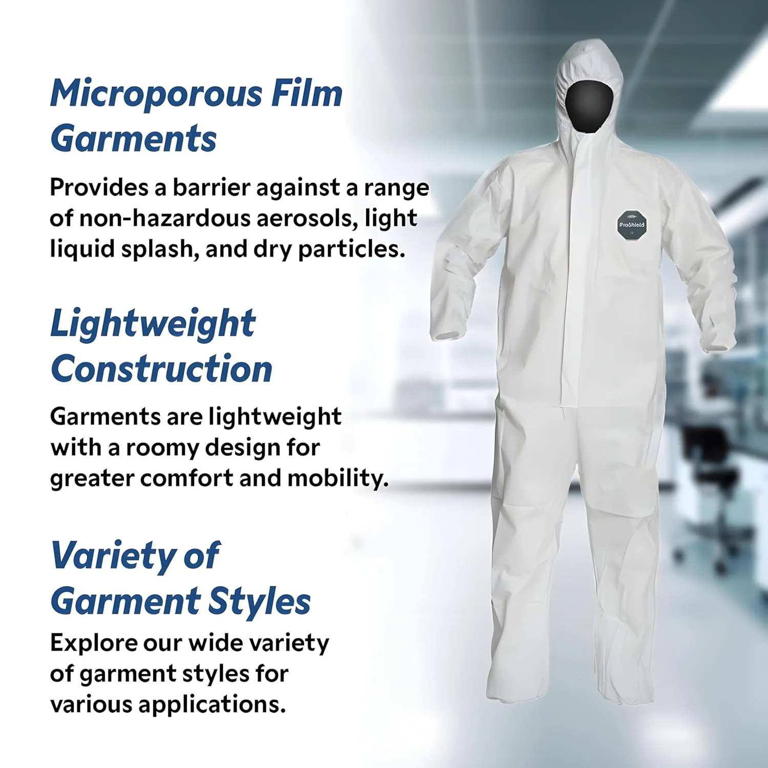 DuPont ProShield 50 Protective Coverall with Standard Fit Hood and Serged Seams, White, 2X-Large, 25-Pack