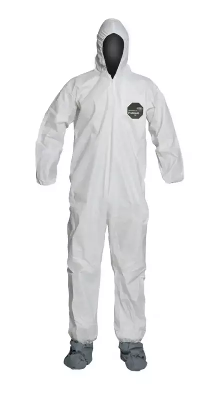 DuPont ProShield 50 Protective Coverall with Standard Fit Hood and Serged Seams, White, 2X-Large, 25-Pack