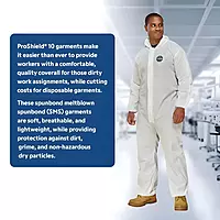 DuPont ProShield 10 Disposable Protective Coverall with Serged Seams, Elastic Cuff and Ankles, Blue, 3X-Large, 25-Pack