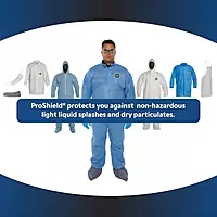 DuPont ProShield 10 Disposable Protective Coverall with Serged Seams, Elastic Cuff and Ankles, Blue, 3X-Large, 25-Pack
