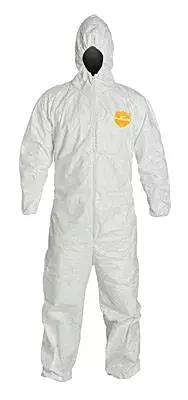 DuPont XL 12 mil ProShield Basic Chemical Protection Coveralls With Front Zipper Closure, Attached Hood And Elastic Waist