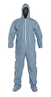 DUPONT TM122SBULG002500 Flame Resistant Coverall w/Hood and Boots, Sky Blue, Tempro, L