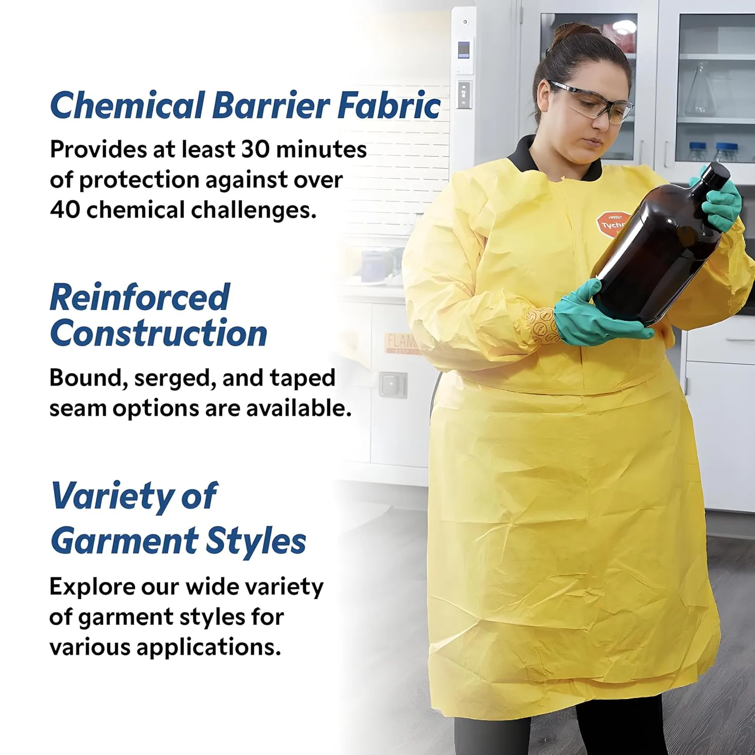 DuPont Tychem 2000 QC127S Disposable Chemical Resistant Coverall with Hood, Elastic Cuff and Serged Seams, Yellow