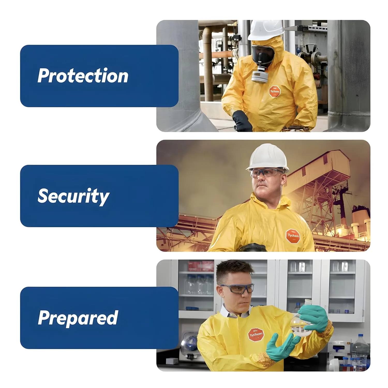 DuPont Tychem 2000 QC127S Disposable Chemical Resistant Coverall with Hood, Elastic Cuff and Serged Seams, Yellow