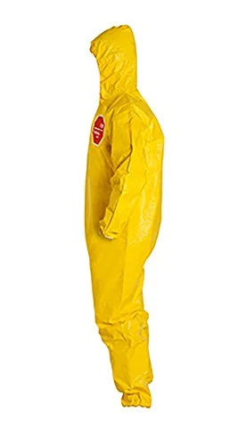 DuPont Tychem 2000 QC127S Disposable Chemical Resistant Coverall with Hood, Elastic Cuff and Serged Seams, Yellow - 4X-LARGE