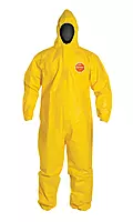 DuPont Tychem 2000 QC127S Disposable Chemical Resistant Coverall with Hood, Elastic Cuff and Serged Seams, Yellow - 4X-LARGE