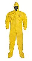 DuPont Tychem 2000 QC127B Disposable Chemical Resistant Coverall with Hood, Elastic Cuff and Bound Seams, Yellow