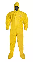 DuPont Tychem 2000 QC127B Disposable Chemical Resistant Coverall with Hood, Elastic Cuff and Bound Seams, Yellow