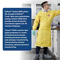 DuPont Tychem 2000 QC127B Disposable Chemical Resistant Coverall with Hood, Elastic Cuff and Bound Seams, Yellow