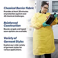 DuPont Tychem 2000 QC127B Disposable Chemical Resistant Coverall with Hood, Elastic Cuff and Bound Seams, Yellow