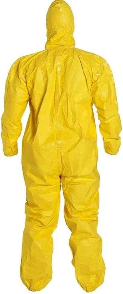 DuPont Tychem QC Disposable Coveralls - Large Yellow, Zipper Closure