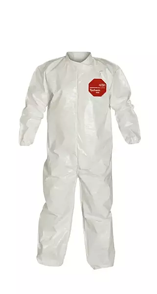 DuPont Tychem 4000 Disposable Chemical Resistant Coverall with Elastic Cuff and Bound Seams, White, 3X-Large, 12-Pack