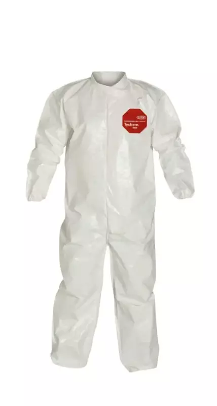 DuPont Tychem 4000 Disposable Chemical Resistant Coverall with Elastic Cuff and Bound Seams, White, 3X-Large, 12-Pack