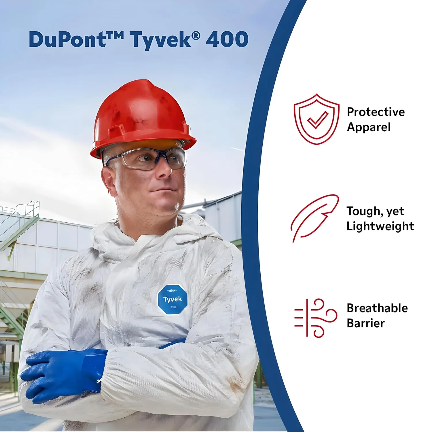 DuPont Tyvek 400 TY303S Disposable Shirt with Open Cuff, White, Medium (Pack of 50) 50-pack White Medium
