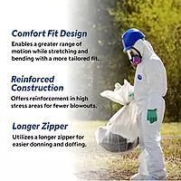 DuPont Tyvek 400 TY454S 18-Inch High Boot Cover with Tyvek FC Skid-Resistant Sole and Elastic Top, White - (Pack of 100)