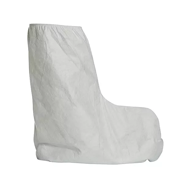 DuPont Tyvek 400 TY454S 18-Inch High Boot Cover with Tyvek FC Skid-Resistant Sole and Elastic Top, White