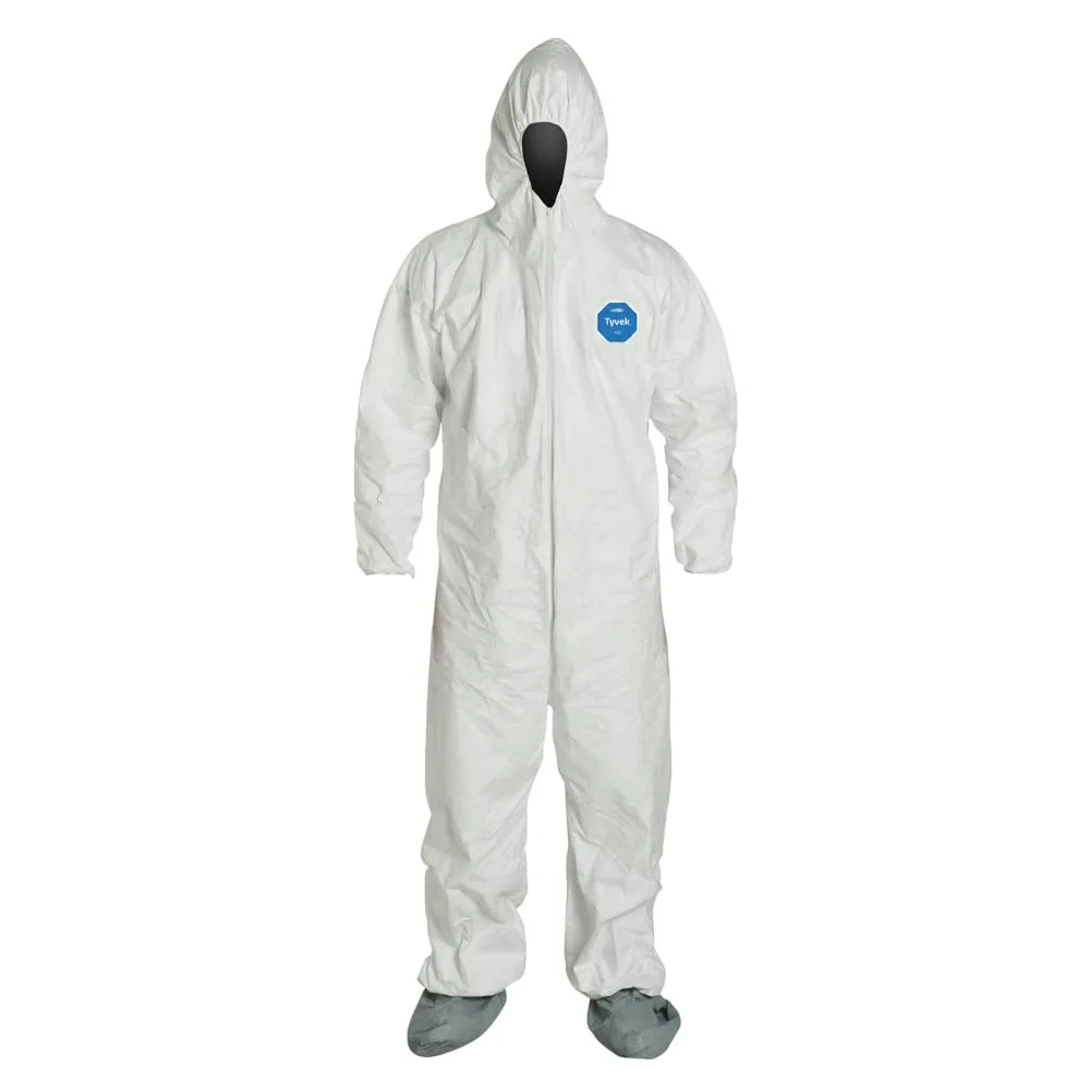 DuPont Tyvek 400 TY122S Disposable Protective Coverall Hood, Boots 25-pack 2X-Large White