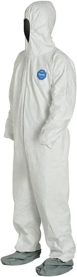 DuPont Tyvek 400 TY122S Disposable Protective Coverall Hood, Boots 25-pack 2X-Large White