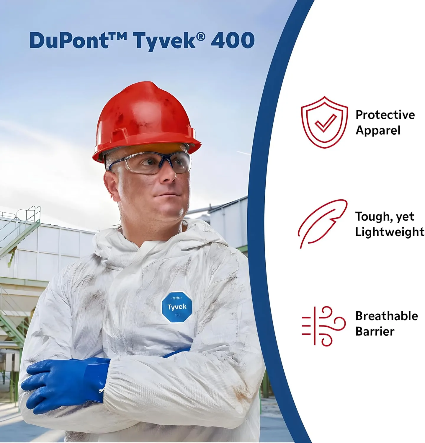 DuPont FC450SGY0002 Safespec 2.0 5.4 mil Tyvek FC Disposable Shoe Cover with Elastic Closure, 17-1/2'' One Size Fits All
