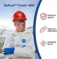 DuPont Tyvek 400 TY122S Disposable Protective Coverall Hood, Boots 25-pack 2X-Large White