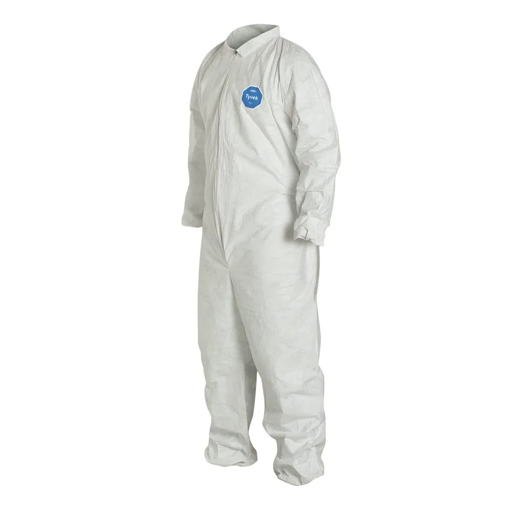 DuPont Tyvek 400 TY125S Disposable Protective Coverall with Elastic Cuffs, White (Pack of 25)