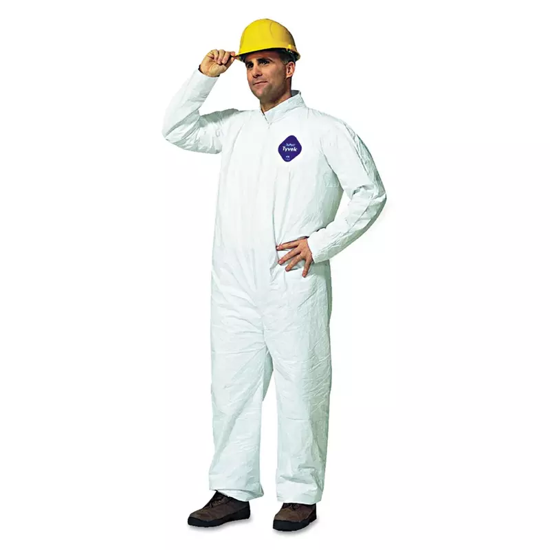 DuPont 251-TY120S-L Tyvek Coveralls, Open Wrist/ankle, Hd Polyethylene, White, Large, 25/carton