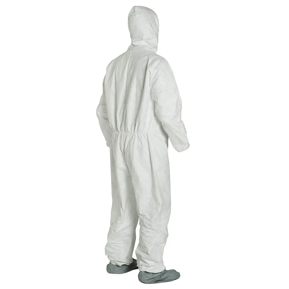 DuPont DUPTY122SXL Tyvek Elastic-Cuff Hooded Coveralls with Boots, White, X-Large Size, Pack of 25
