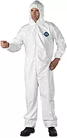 DuPont TY127S3XL Tyvek Elastic-Cuff Hooded Coveralls, HD Polyethylene, White, 3X-Large, 25/Carton