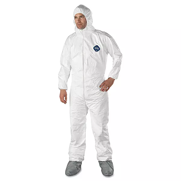 Tyvek Elastic-Cuff Hooded Coveralls W/boots, White, Large, 25/carton