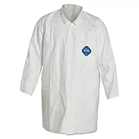 Tyvek Lab Coat, White, Snap Front, 2 Pockets, Medium, 30/Carton