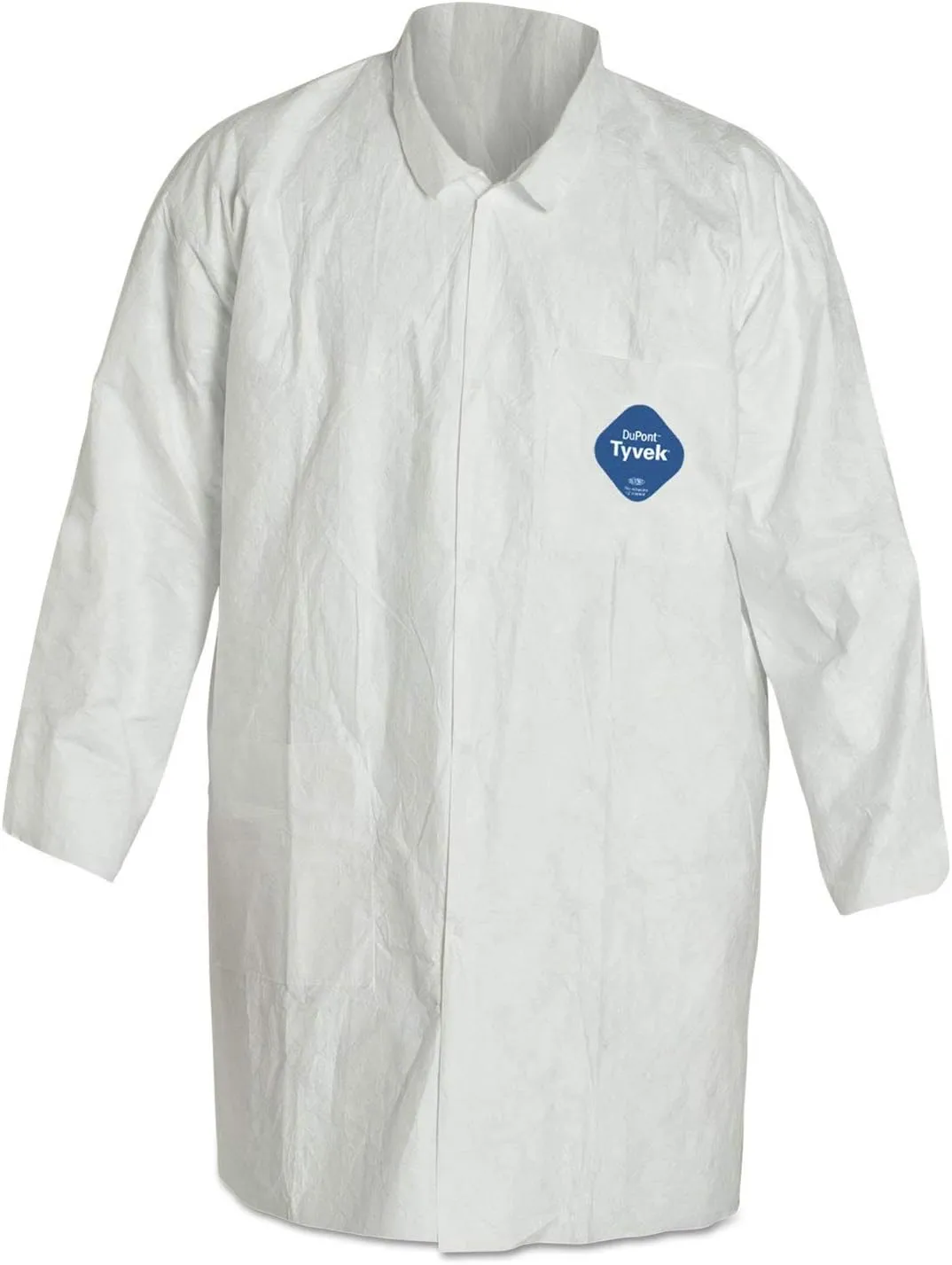Tyvek Lab Coat, White, Snap Front, 2 Pockets, Medium, 30/Carton