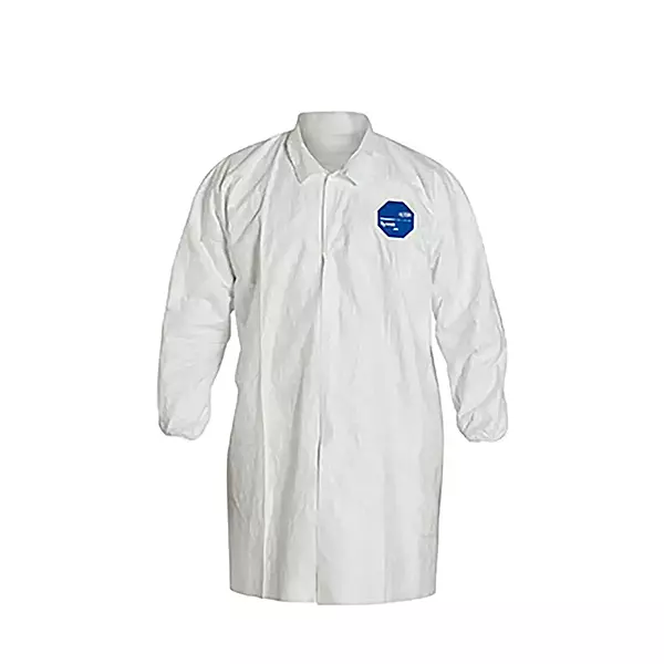 DUPONT TY211SWH3X003000 Labcoat, Snap Front, 2 Pockets, PK30