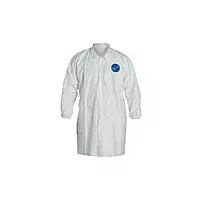 DUPONT TY211SWHLG003000 Lab Coat, Snap Front, White, L, PK30