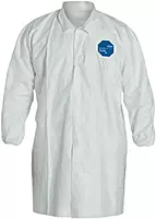 DUPONT TY211SWHLG003000 Lab Coat, Snap Front, White, L, PK30