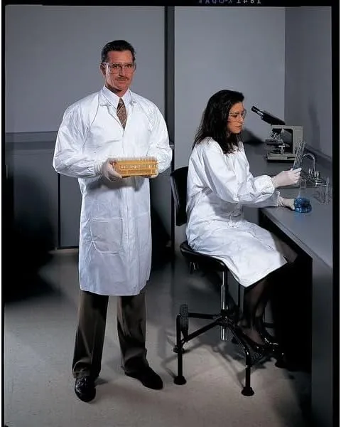 DUPONT TY211SWHLG003000 Lab Coat, Snap Front, White, L, PK30