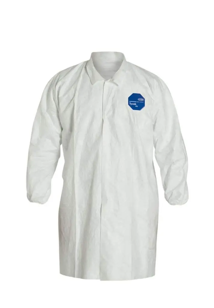 DUPONT TY211SWHXL003000 Labcoat, Snap Front, 2 Pockets, PK30
