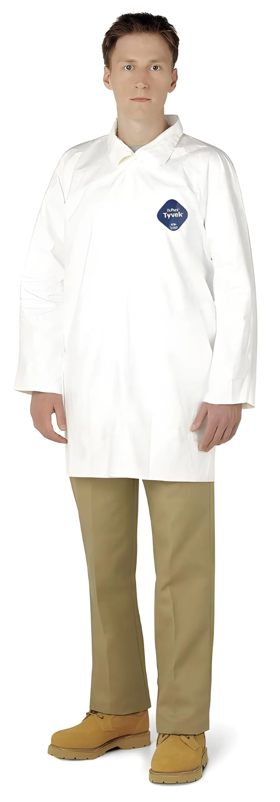 DuPont Tyvek 400 TY210S Disposable Extra Long Frock with Open Cuff, White, Large (Pack of 30) Large White Large