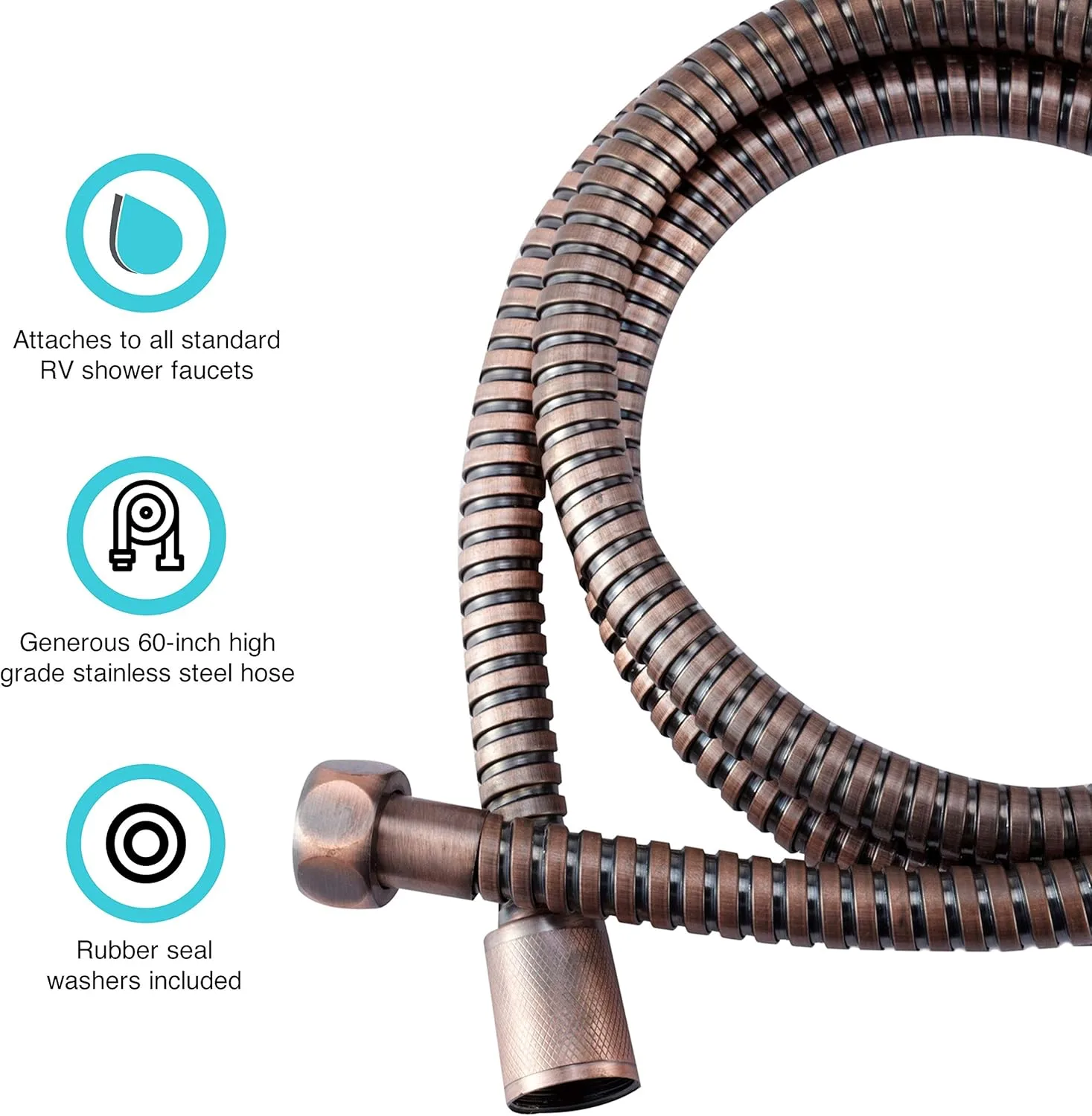 Dura Faucet DF-SA200 60 inch Flexible Stainless Steel RV Handheld Shower Hose