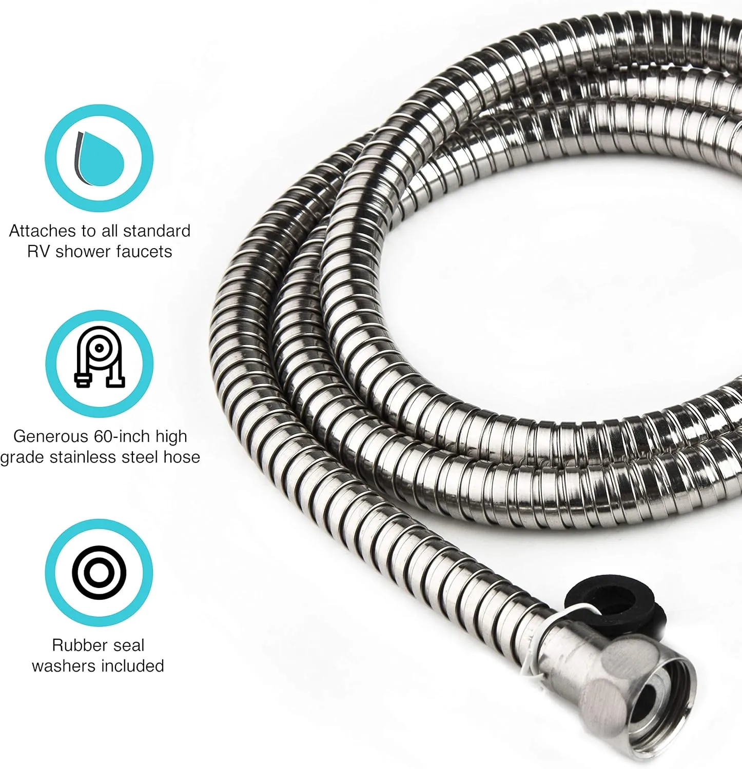 Dura Faucet DF-SA200 60 inch Flexible Stainless Steel RV Handheld Shower Hose