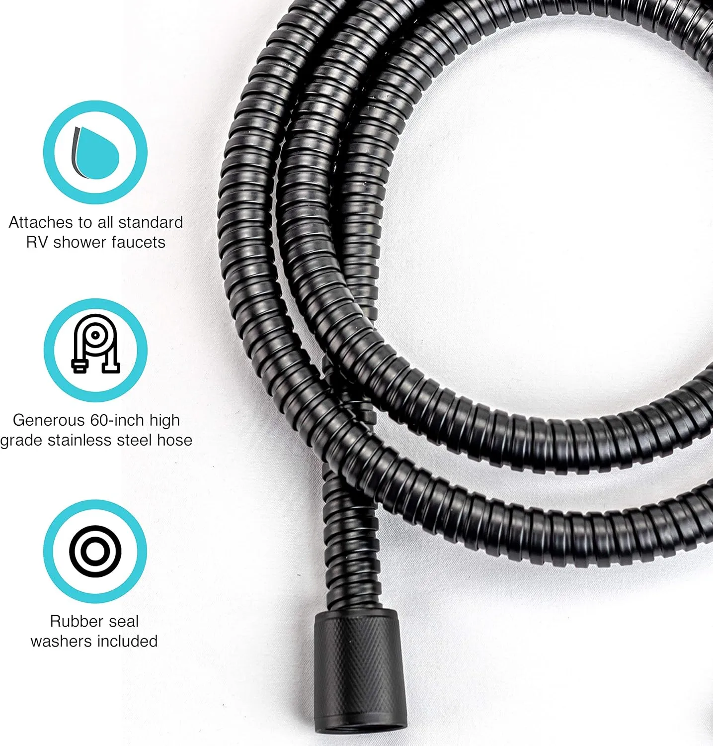 Dura Faucet DF-SA200 60 inch Flexible Stainless Steel RV Handheld Shower Hose