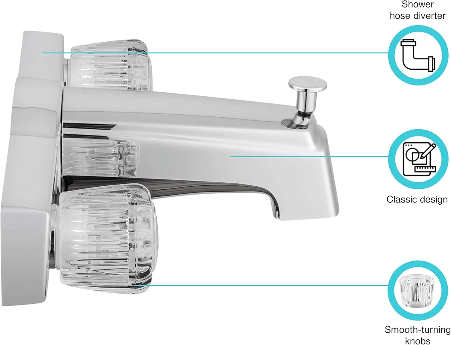 Dura Faucet Economical Classic Tub and Shower Faucet with Diverter (Chrome Polished)