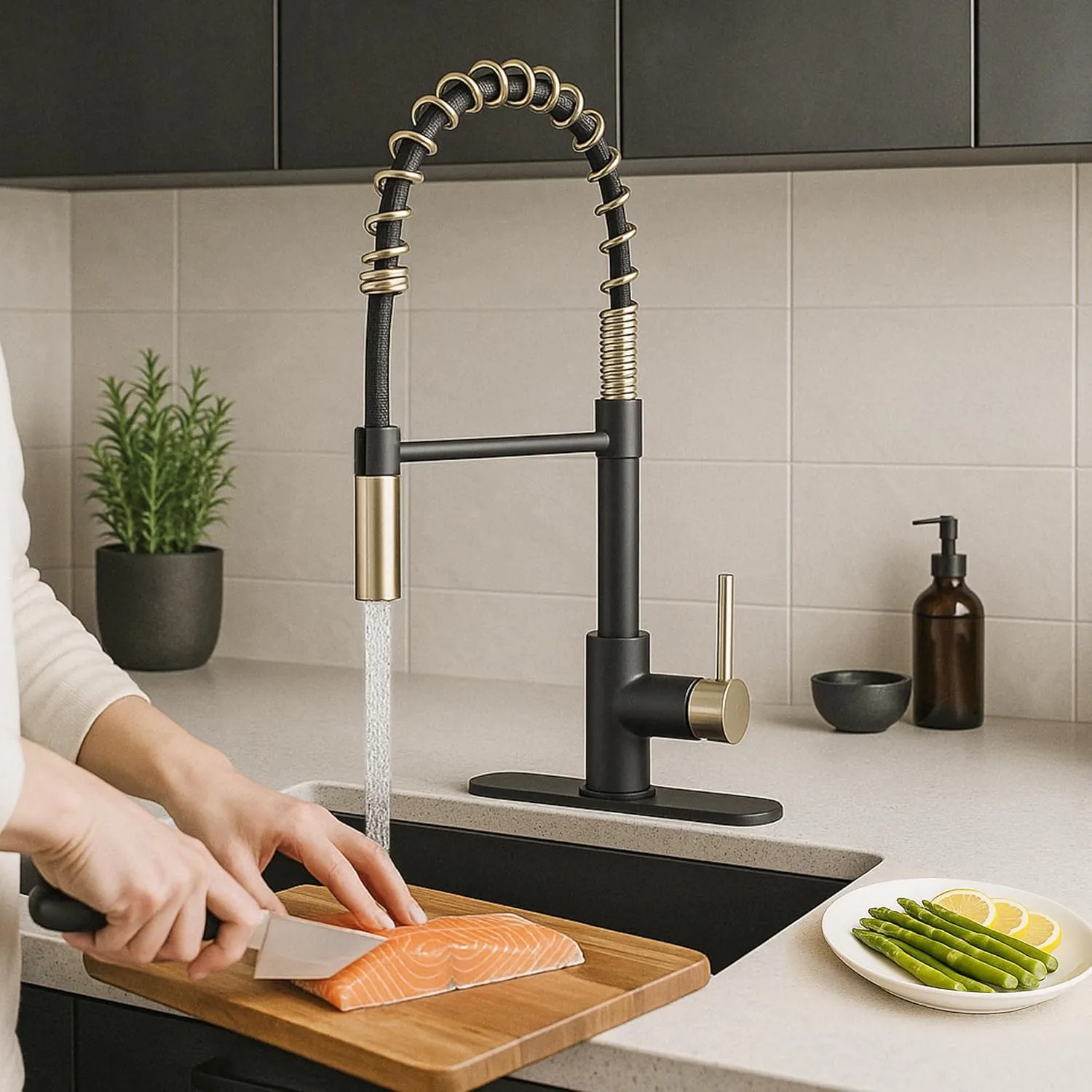 Dura Faucet DF-MK504SLK RV Swivel High-Arc Pull-Down Kitchen Faucet
