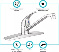 Dura Faucet DF-NMK600-SN RV Swivel Kitchen Sink Faucet (Brushed Satin Nickel) Without Side Sprayer Brushed Satin Nickel