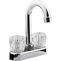 Dura Faucet DF-PB150A-CP RV Swivel Bar Faucet with Clear Acrylic 2-Knobs - 6-inch Spout (Chrome)