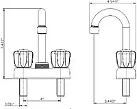 Dura Faucet DF-PB150A-CP RV Swivel Bar Faucet with Clear Acrylic 2-Knobs - 6-inch Spout (Chrome)
