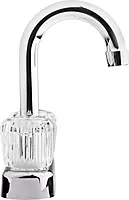 Dura Faucet DF-PB150A-CP RV Swivel Bar Faucet with Clear Acrylic 2-Knobs - 6-inch Spout (Chrome)