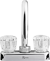Dura Faucet DF-PB150A-CP RV Swivel Bar Faucet with Clear Acrylic 2-Knobs - 6-inch Spout (Chrome)