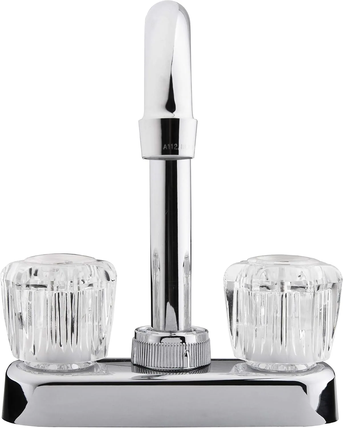 Dura Faucet DF-PB150A-CP RV Swivel Bar Faucet with Clear Acrylic 2-Knobs - 6-inch Spout (Chrome)